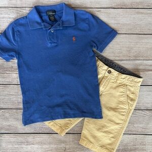Polo by Ralph Lauren Blue Polo Shirt  & Nautica Chino Yellow Khaki Shorts Size 8